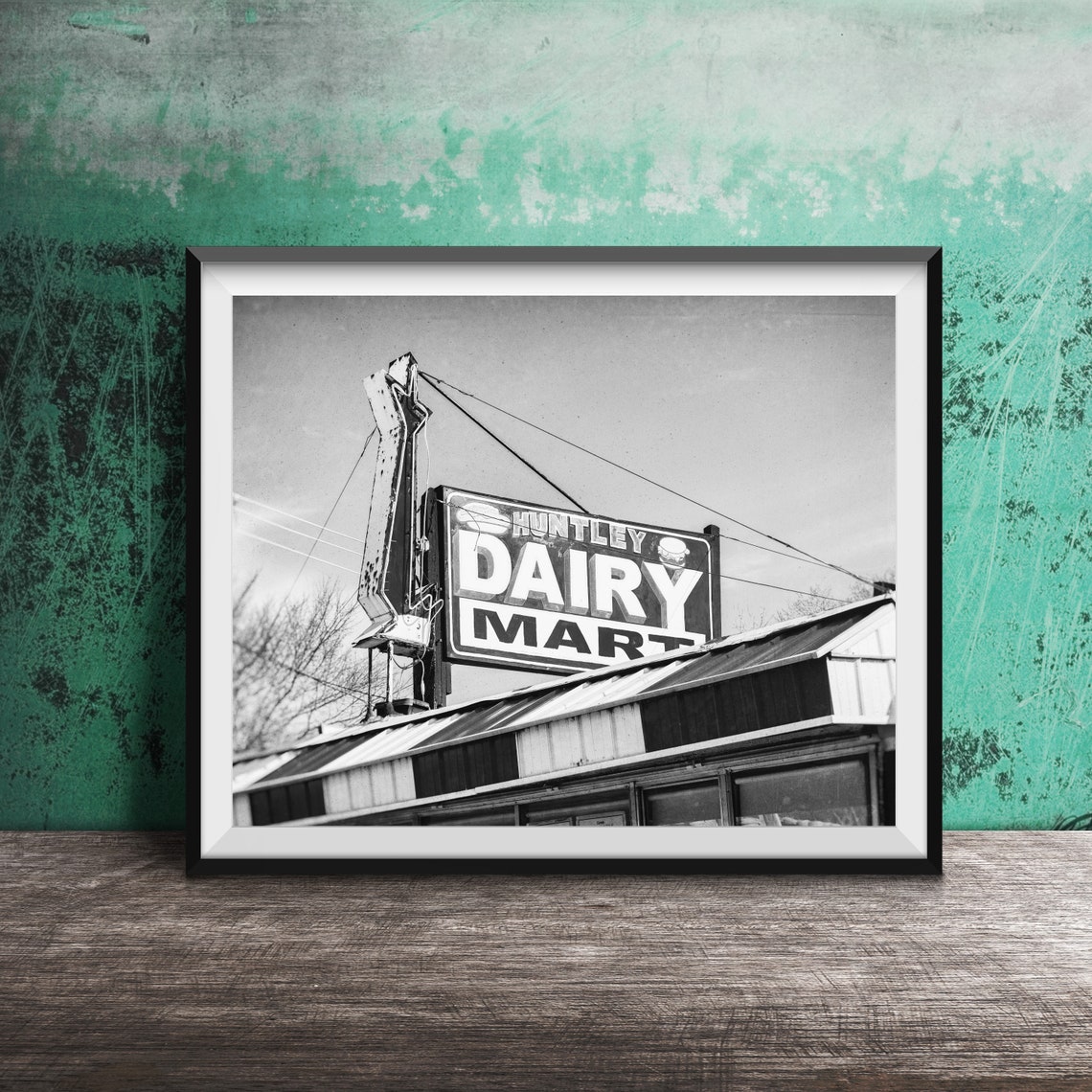 Huntley Dairy Mart Retro Rooftop Ice Cream Sign Illinois Poster - Image 2