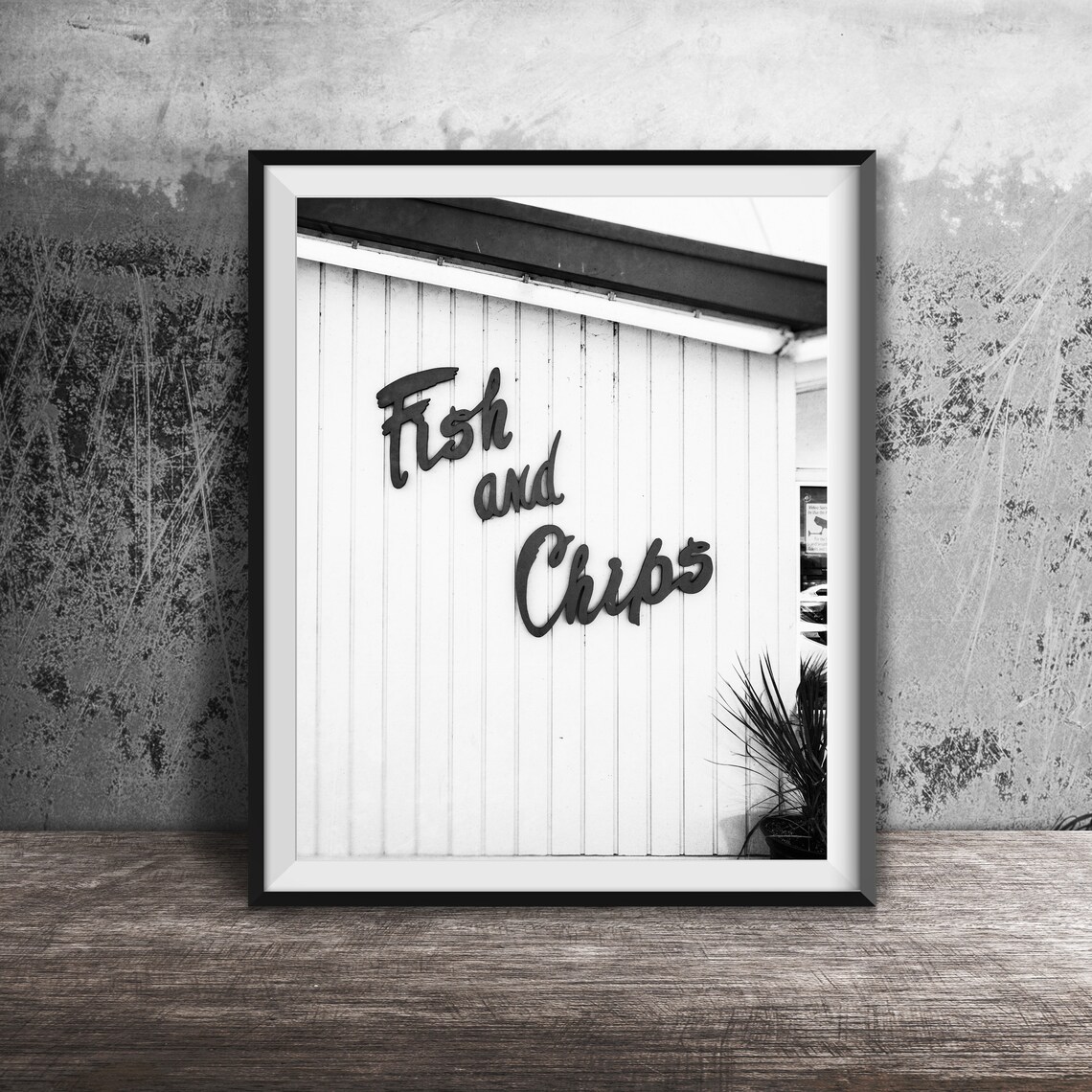 Fish And Chips Kitchen Wall Art, Blue And White Print - Image 2