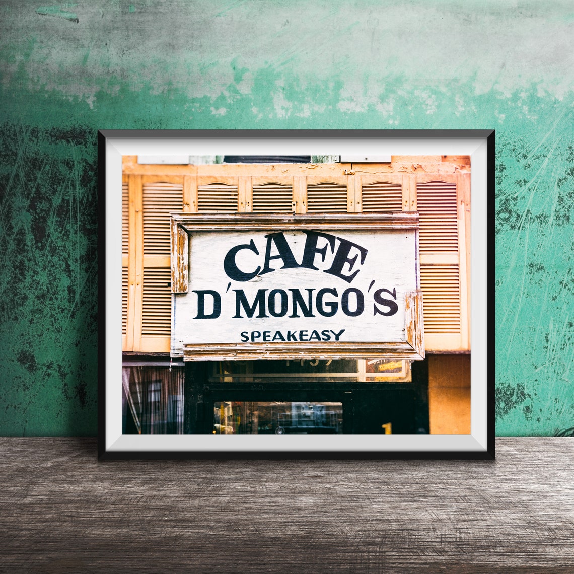 Cafe D'Mongo's Speakeasy Detroit Rustic Wooden Sign Photo Poster