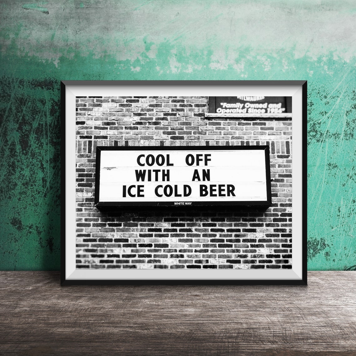 Cool Off With an Ice Cold Beer Brick Wall Marquee Bar Sign Poster - Image 2