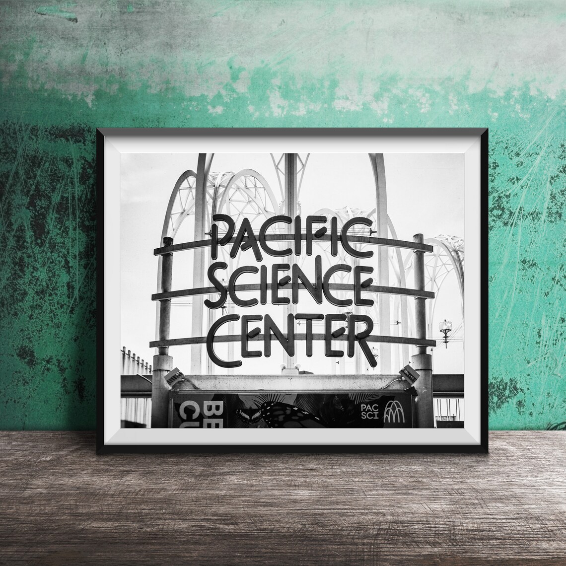 Pacific Science Center Seattle White Arches Sign Photography Poster - Image 2