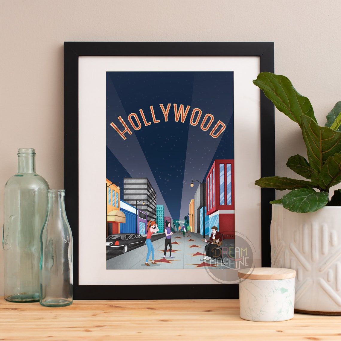 Hollywood Print Hollywood Skyline Hollywood Art Hollywood Poster Hollywood Watercolor Hollywood Art Hollywood Map Hollywood Wall Art