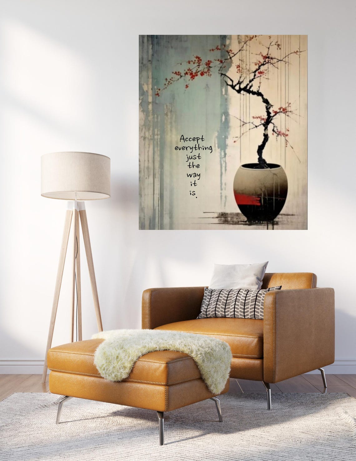 Accept Everything Just The Way It Is Zen Bonsai Cherry Blossom Poster