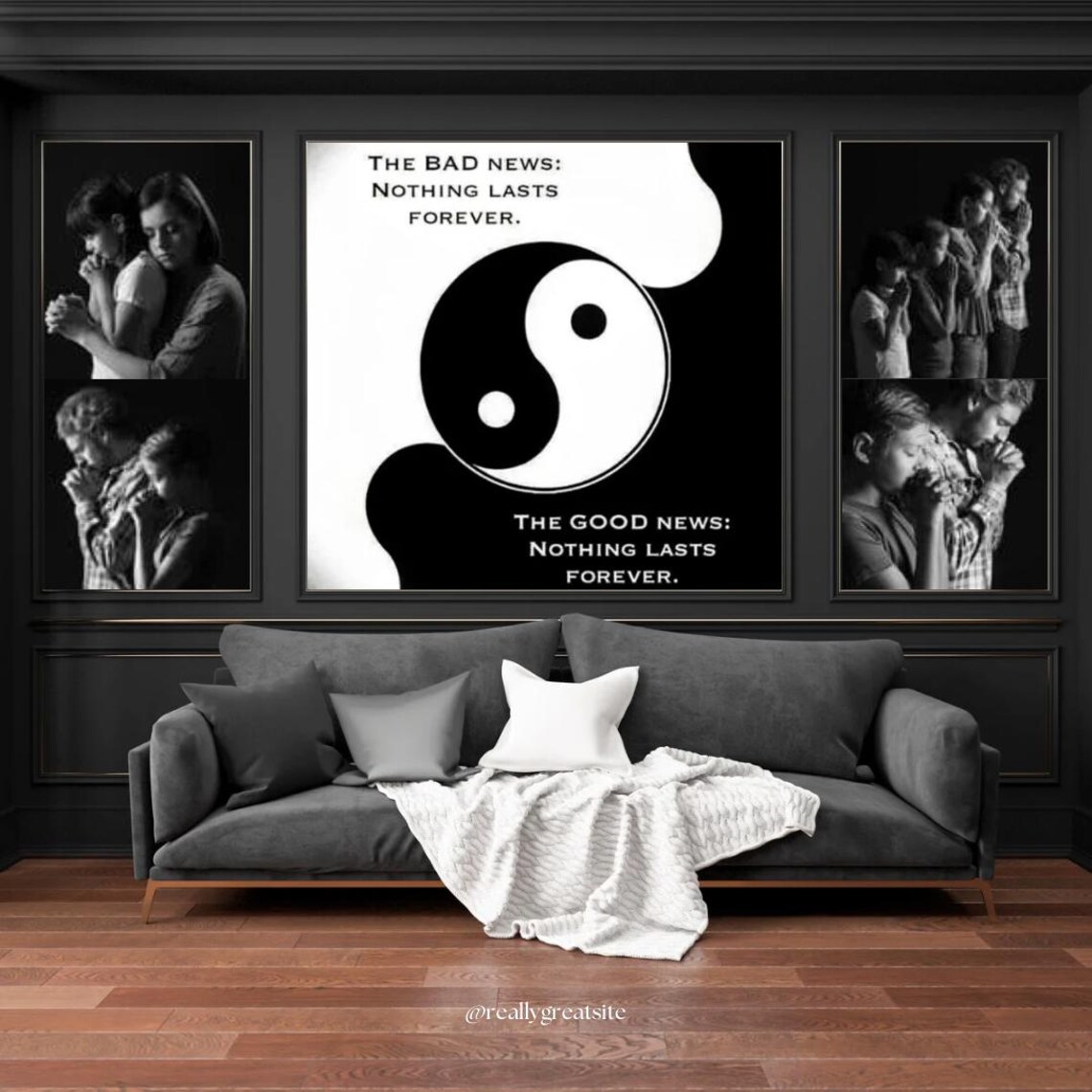 Yin Yang Symbol Nothing Lasts Forever Bad Good News Quote Poster