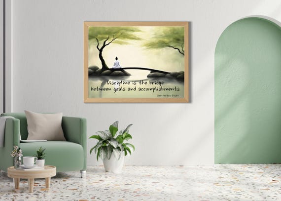 Discipline Is The Bridge Mindfulness Meditation Wall Art Instant Zen Quote Print For Home Office Decor Minimalist Poster