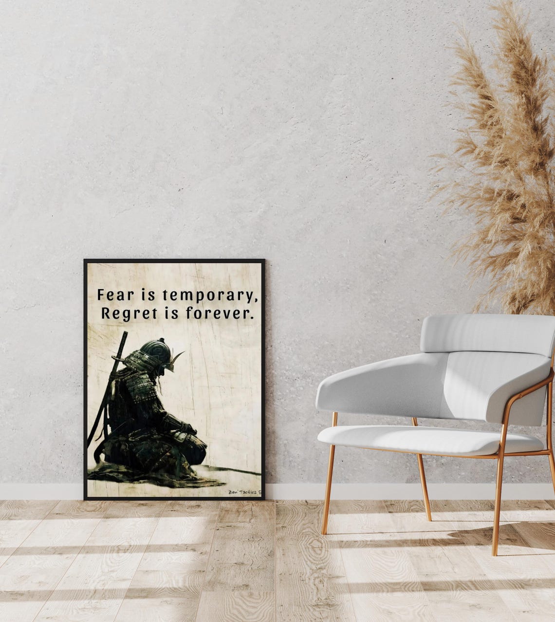 Fear Is Temporary Regret Is Forever Samurai Warrior Quote Poster