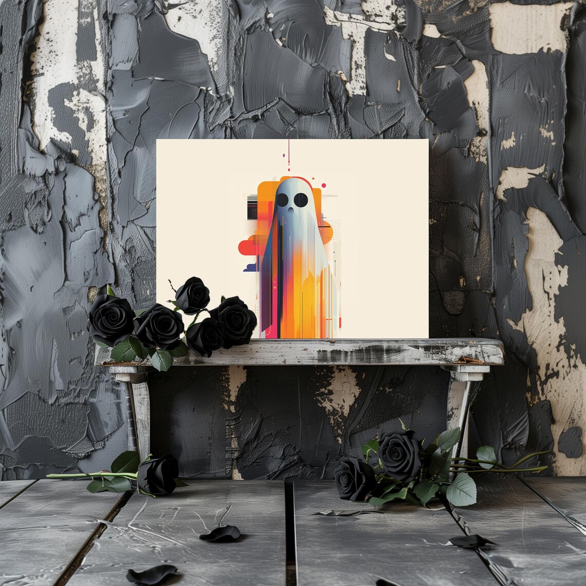 Ghost Geometric Gothic Modern Halloween Art Print