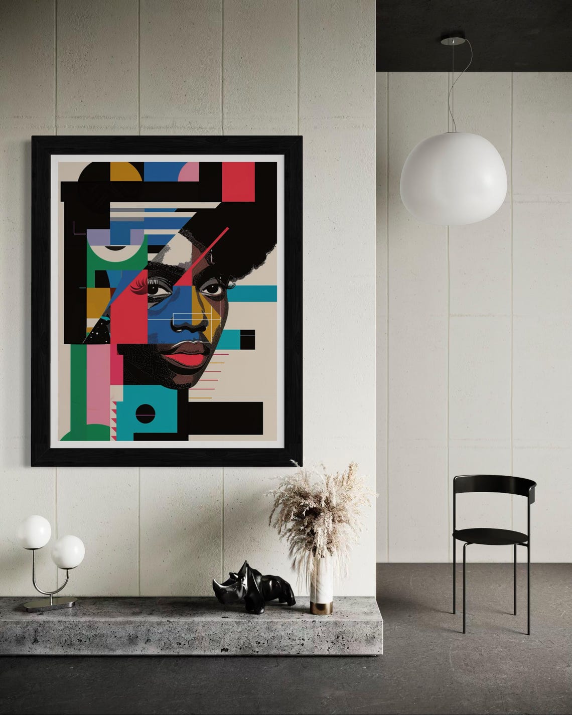 Minimalist Portrait Art Vibrant Geometric Afrocentric Design Modern Wall Art Instant For Home Decor