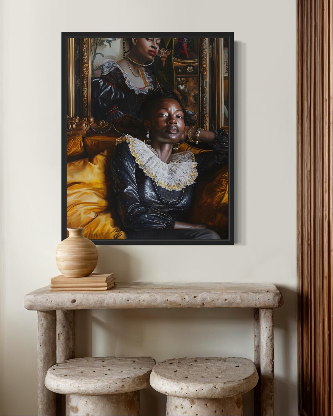 Renaissance Black Woman Baroque Palace Oil Style Portrait Poster - Image 2