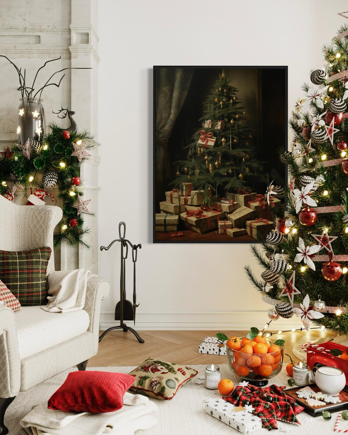 Classic Christmas Tree Gold Ornaments Vintage Gifts Holiday Art Poster - Image 7