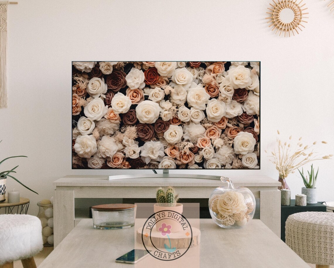 Cream Blush Rose Wall Dense Floral Garden Luxury Art Poster Home Decor - Image 3