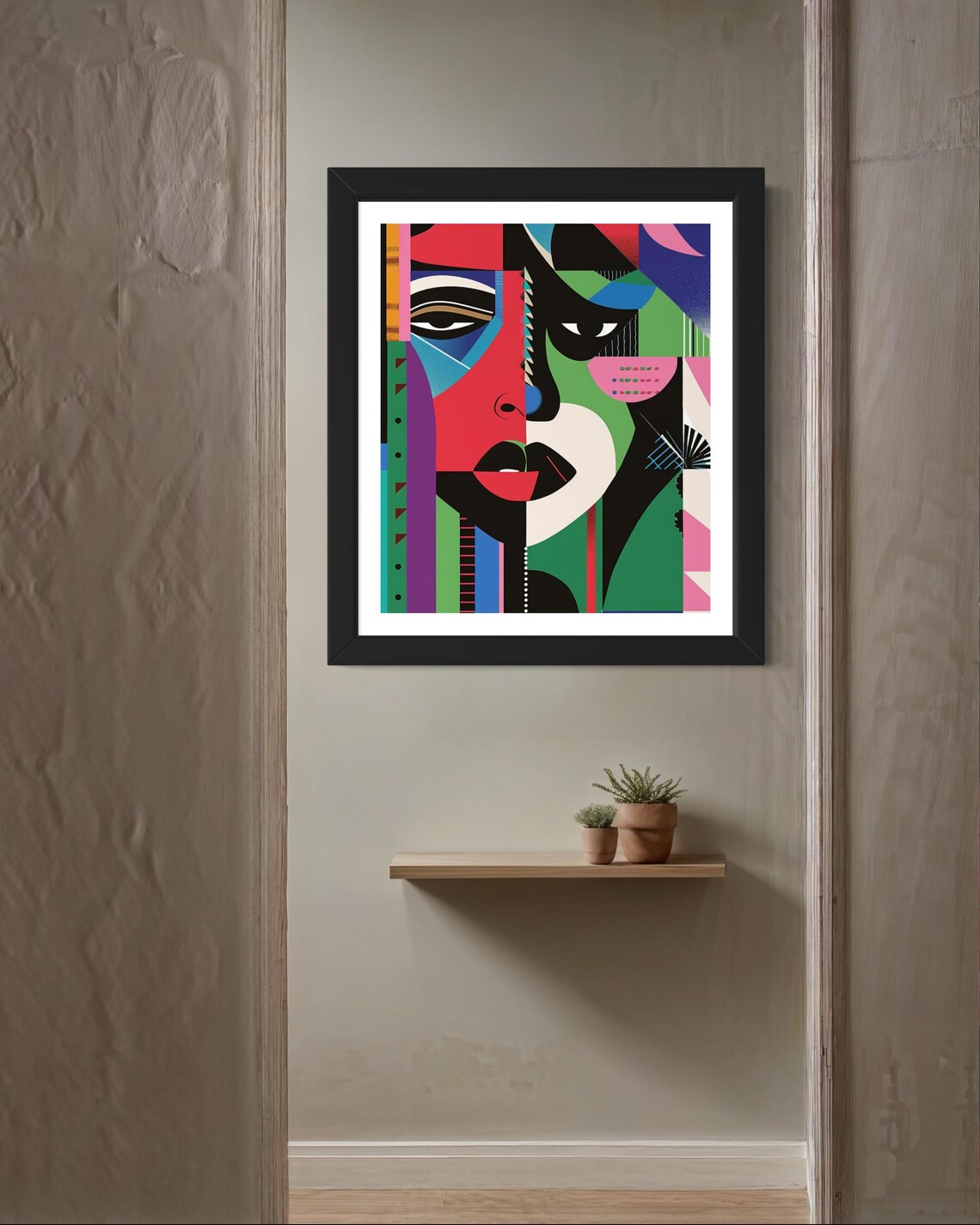Colorful Abstract Geometric Face Cubist Style Modern Art Wall Print - Image 6