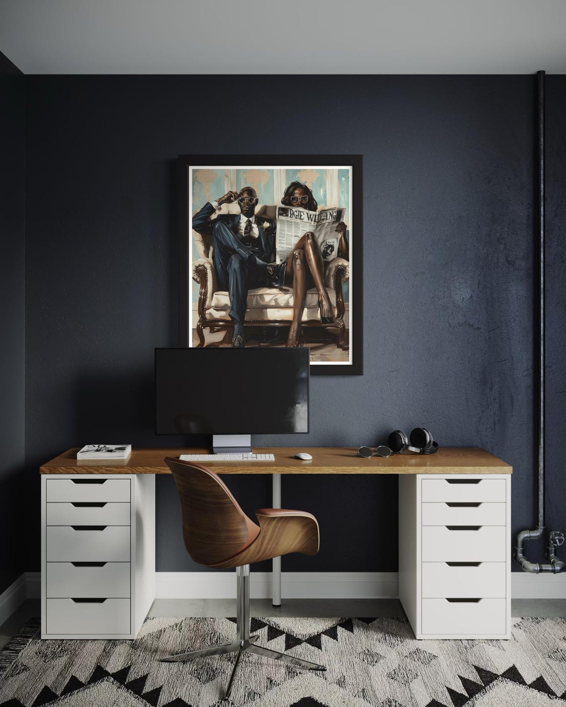 Elegant Black Couple Vintage Style Sophisticated Home Decor Poster - Image 2