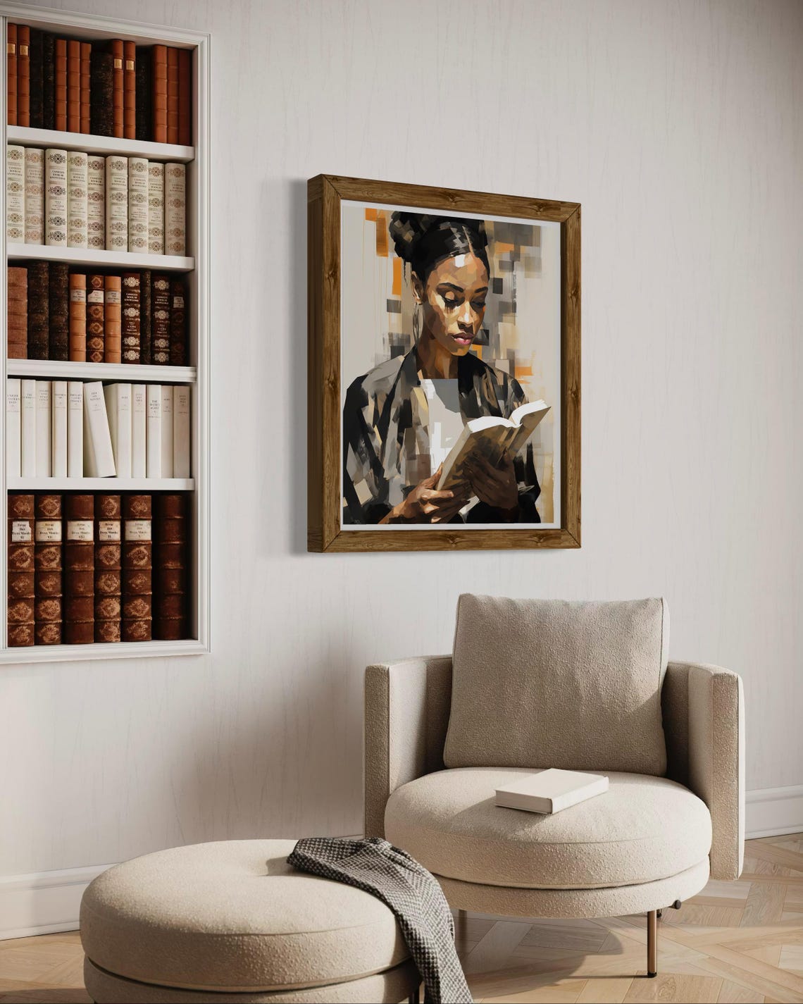 Black Woman Reading Book Muted Tones Painterly Portrait Art Print - Image 7