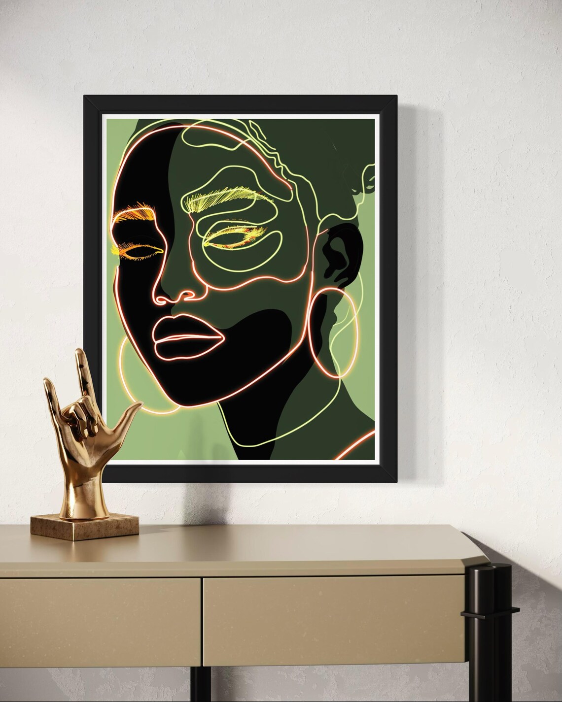 Neon Line Art Woman Portrait Glowing Modern Abstract Wall Art - Image 5