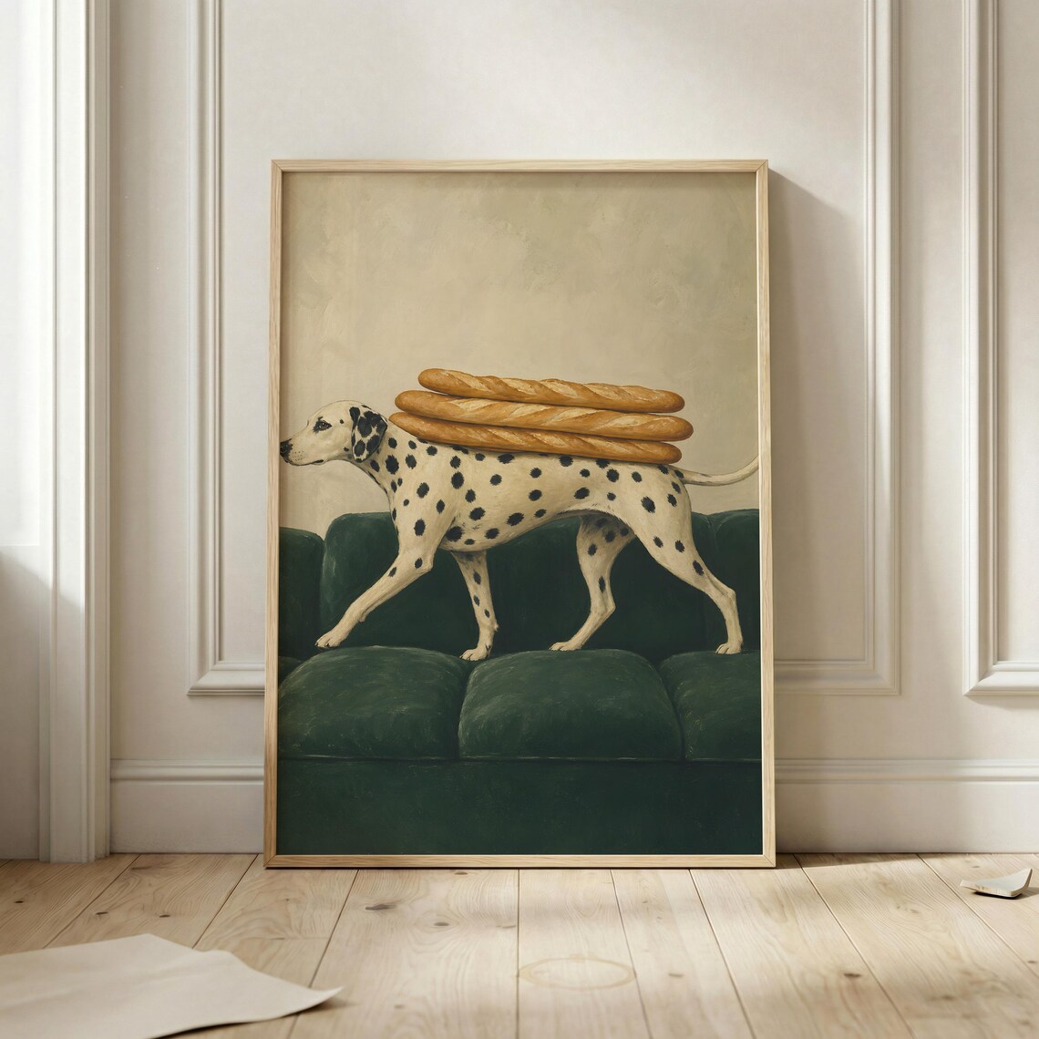 Dalmatian Baguette Carrier Funny Dog French Kitchen Vintage Art Poster