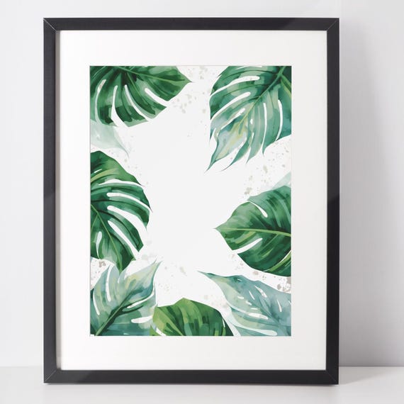 Monstera Leaves Wall Art Fall Foliage Botanical Poster Rustic Decor Seasonal Print For Home