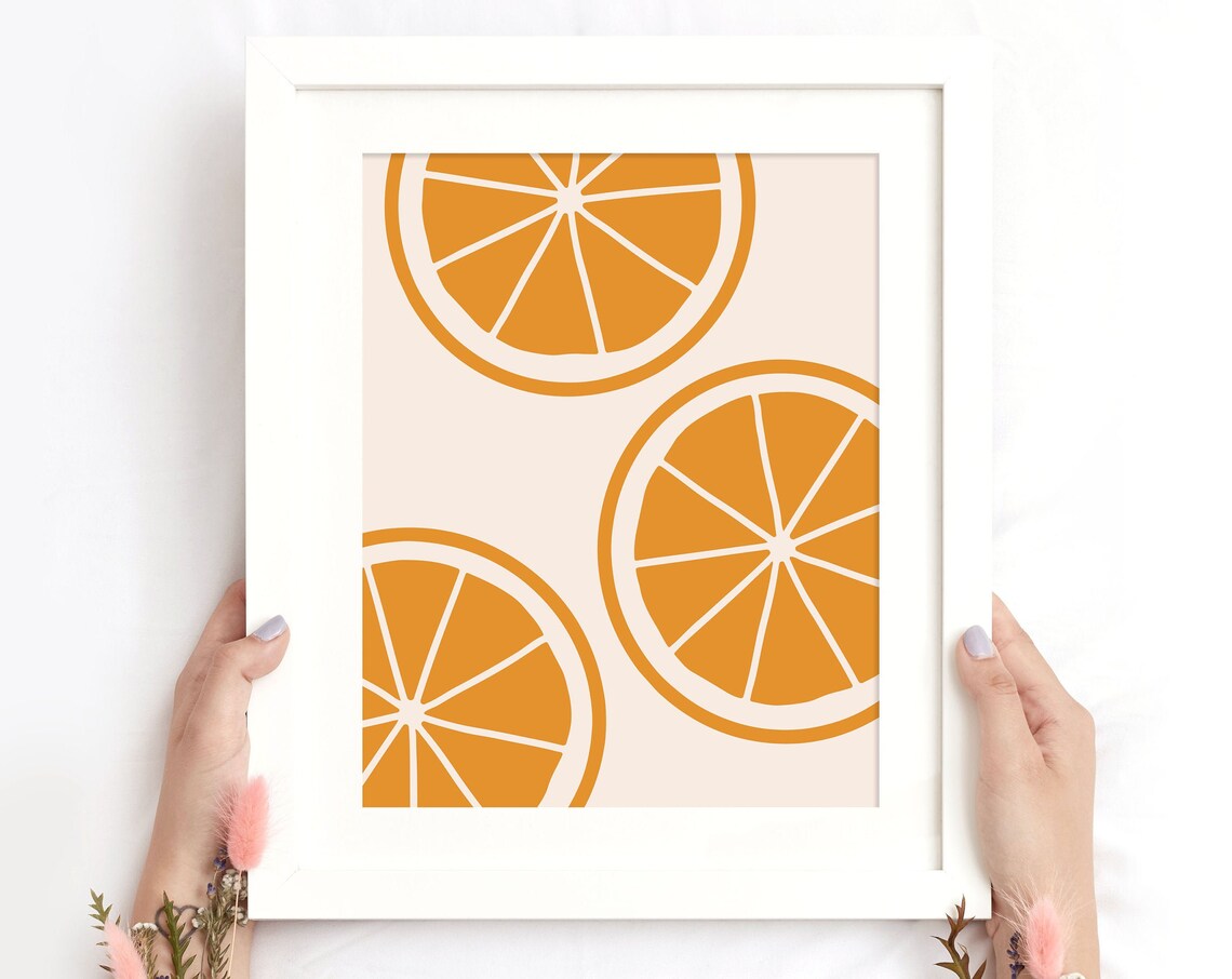 Orange Slice Citrus Fruit Modern Minimalist Kitchen Wall Art