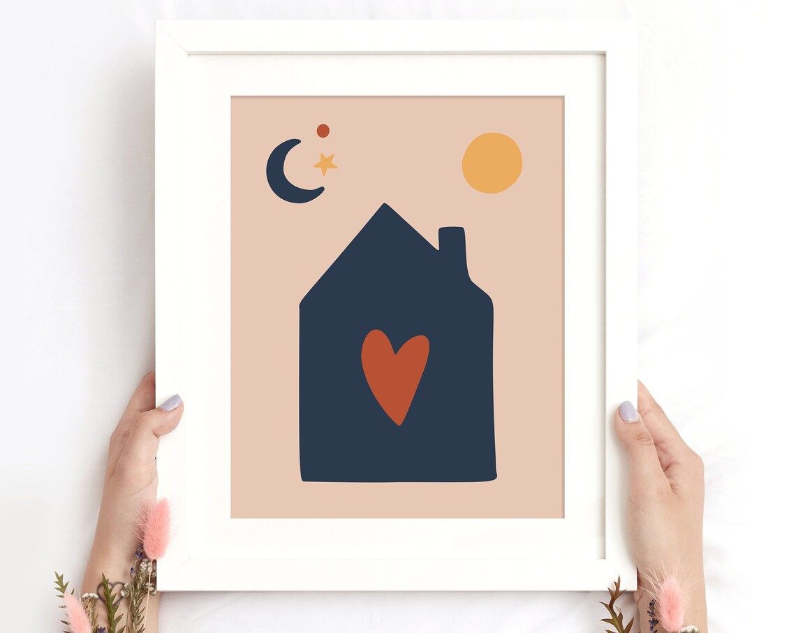 Boho Home Print Cute Modern House Wall Art Home Sweet Home Print Bohemian Art Modern Boho Print Instant