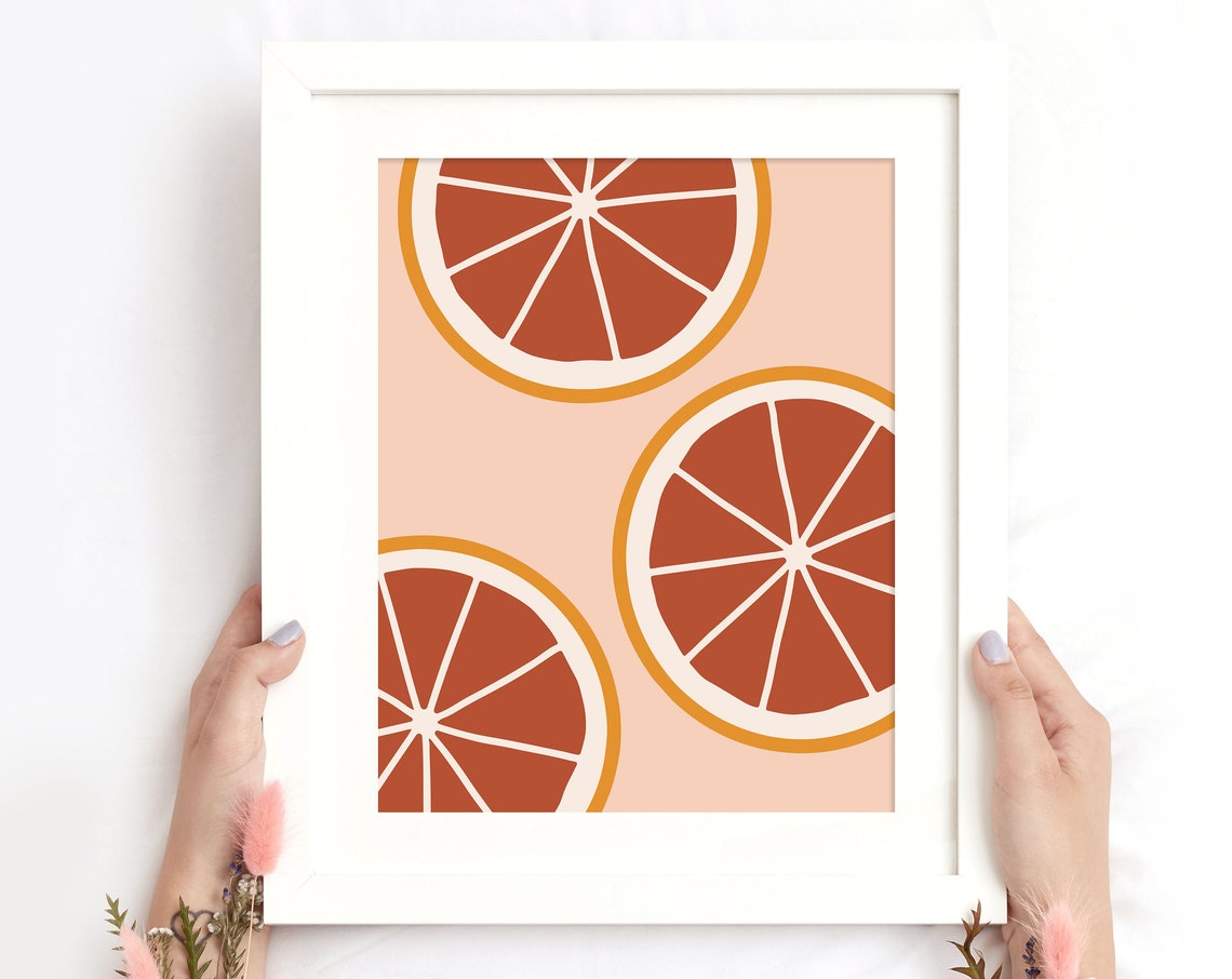 Grapefruit Print Grapefruit Slice Wall Art Kitchen Print Cute Modern Boho Print Fruit Wall Art Kitchen Decor Instant