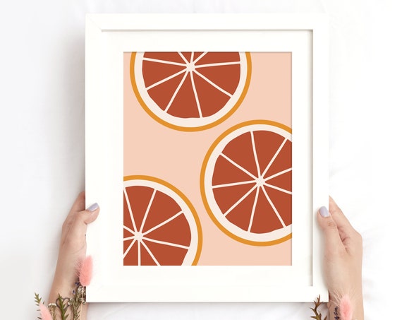 Grapefruit Print Grapefruit Slice Wall Art Kitchen Print Cute Modern Boho Print Fruit Wall Art Kitchen Decor Instant
