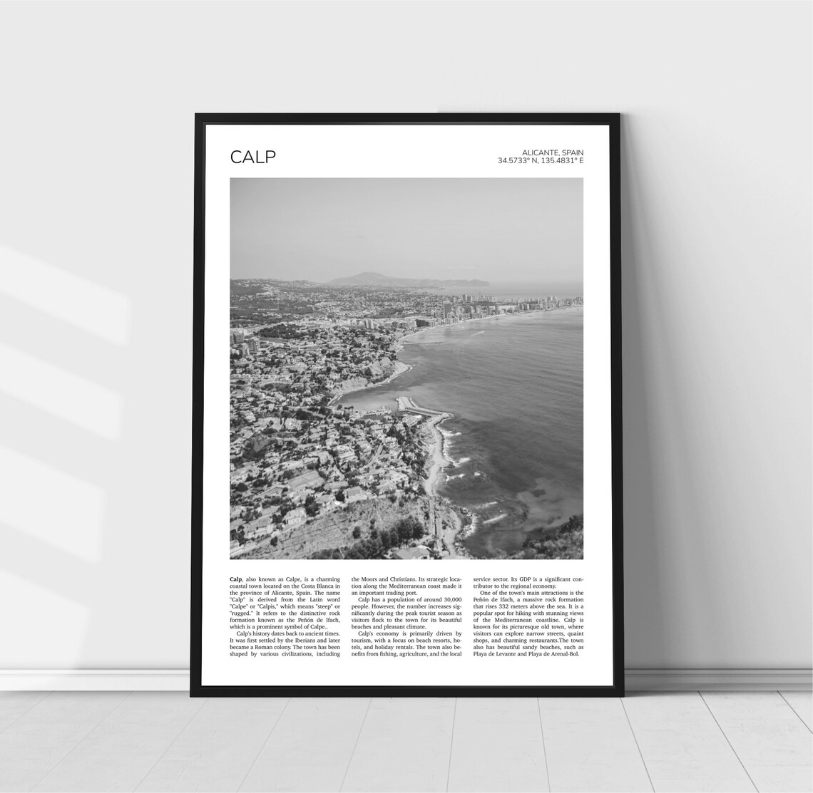Calpe Travel Poster, Peñón de Ifach Aerial View