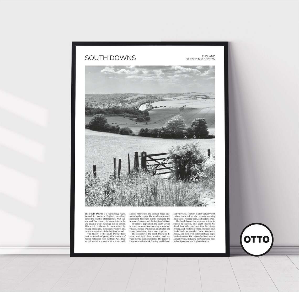 South Downs Skyline Landscape, Travel Poster