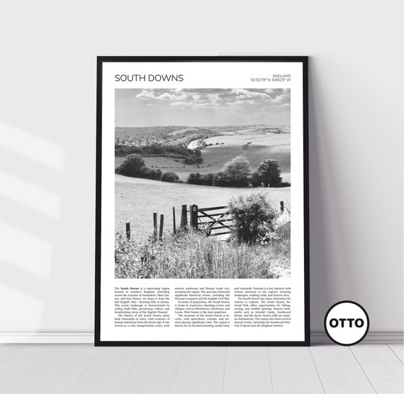 South Downs Skyline Landscape, Travel Poster
