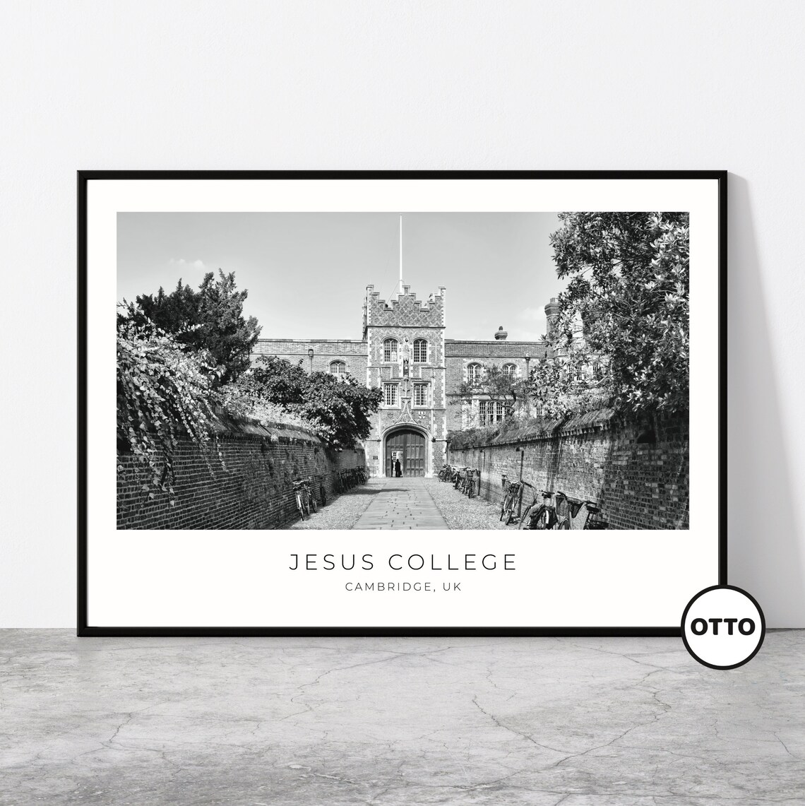 Jesus College Cambridge UK Historic Gatehouse and Lane Photo Poster