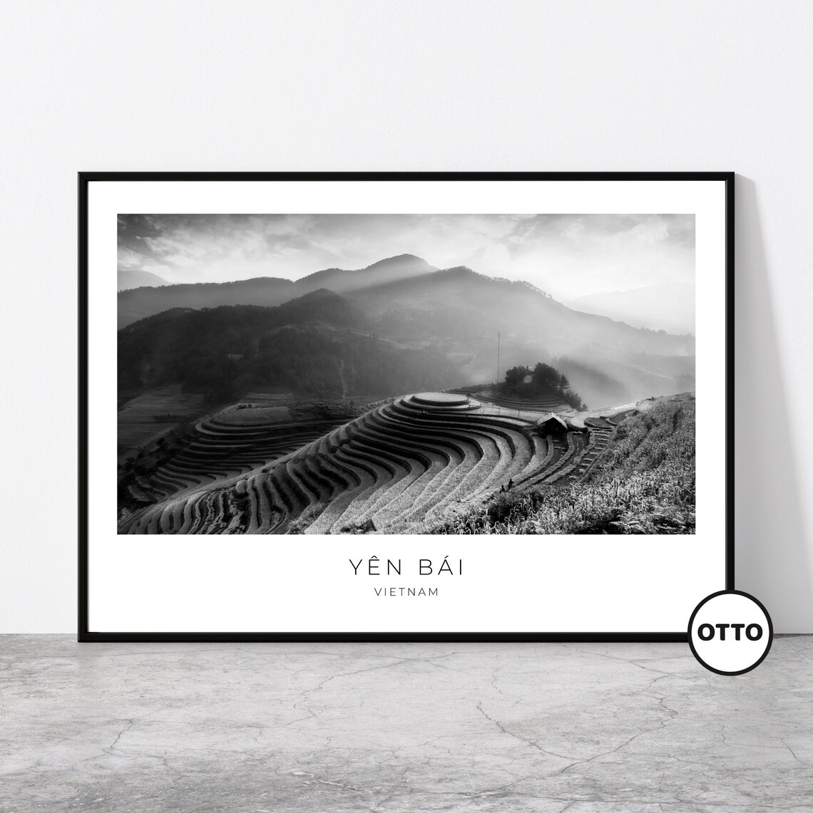 Yn Bi Wall Art Yen Bai Artful Travel Poster Print Photo Mu Cang Chai Terrace Rice Field Aerial View Landscape North Vietnam
