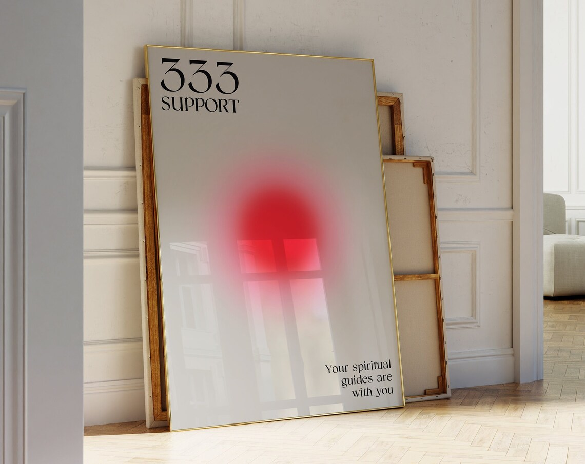 Angel Number 333 Support Radiant Red Aura Spiritual Art Poster