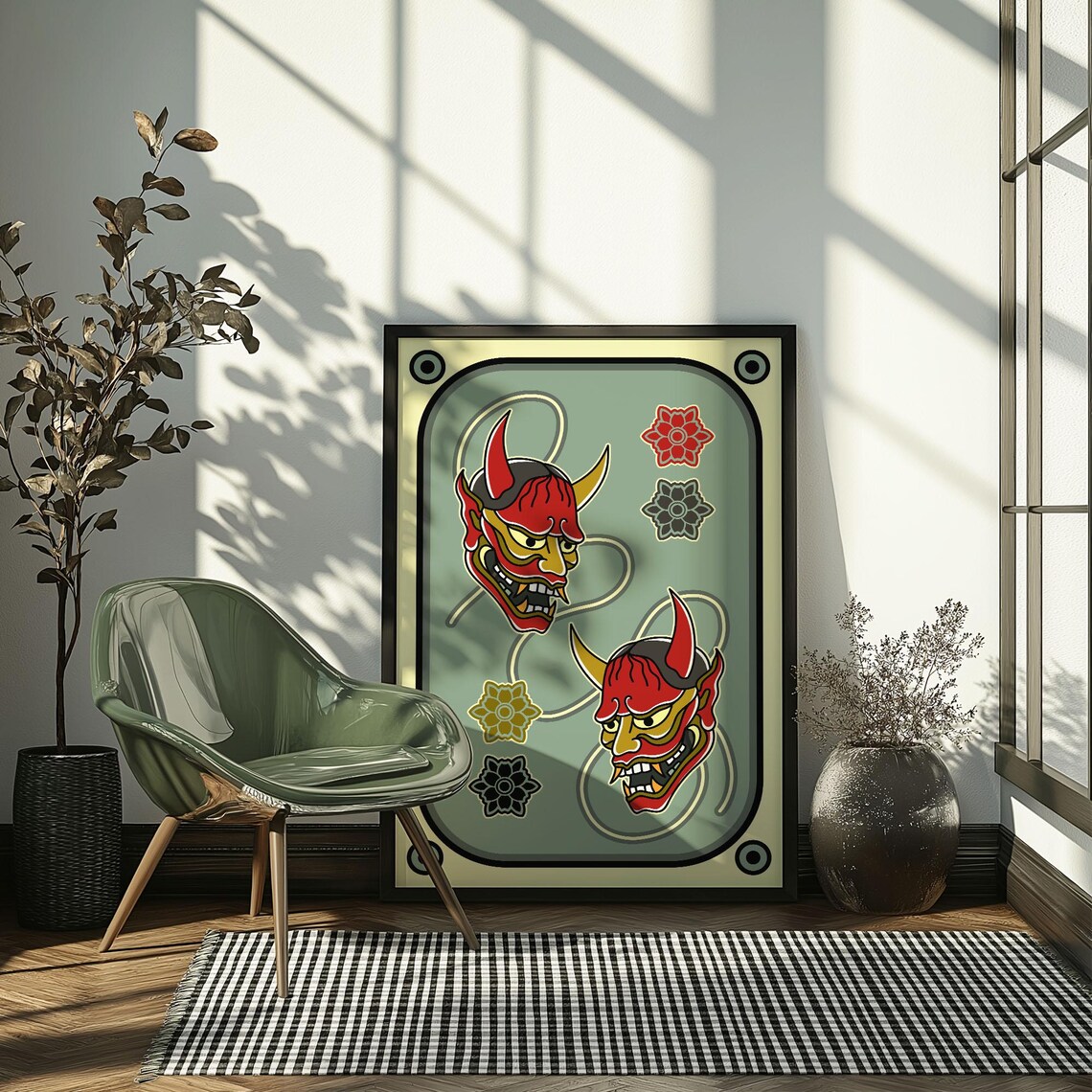 Traditional Japanese Hannya Art Print, Tattoo Flash