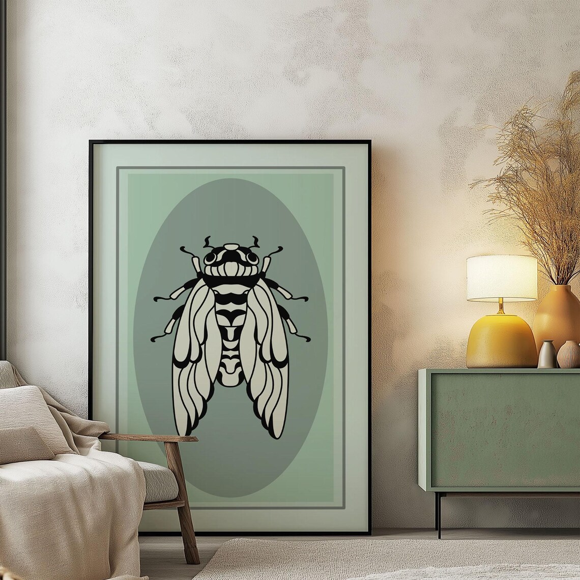 Cicada Modern Nature Art Print, Stylish Home Decor - Image 2