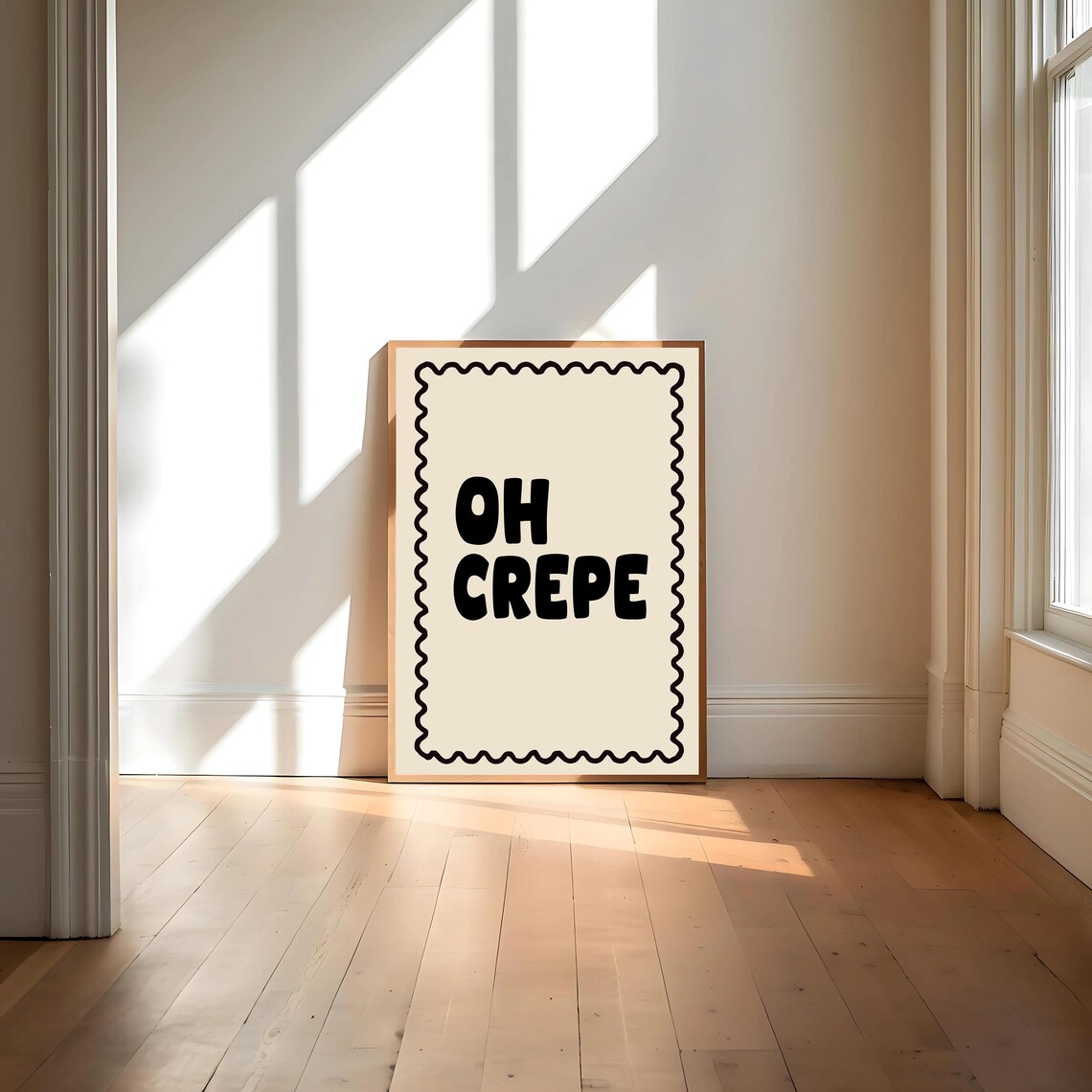 Oh Crepe Print, Neutral Kitchen Humor Art Print - Image 4