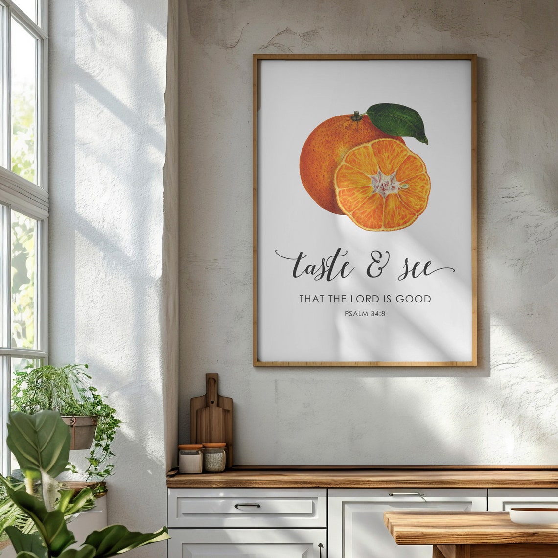 Taste And See That The Lord Is Good Print Modern Christian Wall Art Vintage Oranges Fruit Kitchen Print Psalm 34 Verse - Image 3