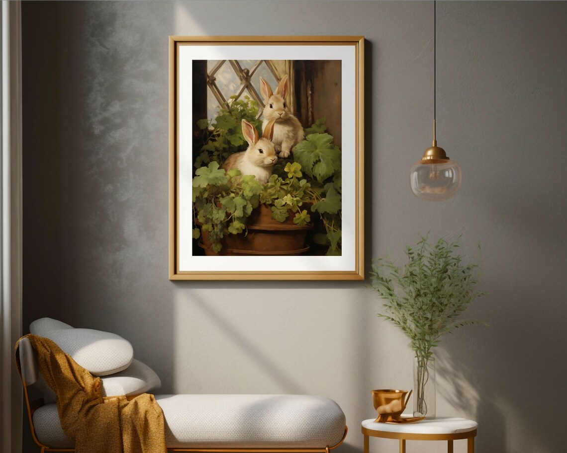 Bunnies in the Hutch, Rustic Farmhouse Easter Art Print - Image 3