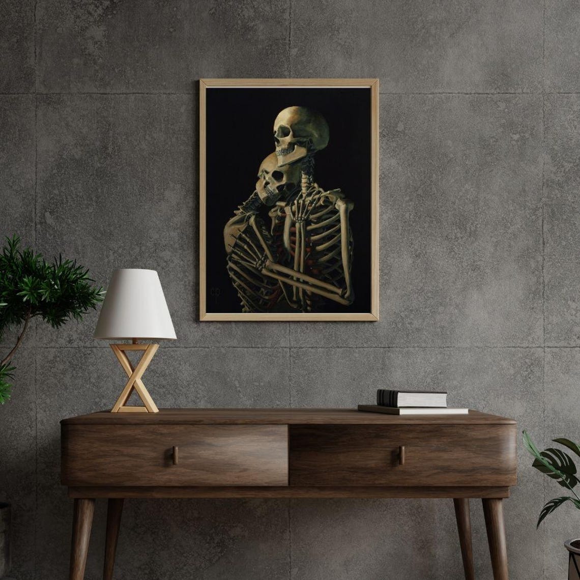 Gothic Skeleton Couple Embracing Dark Romantic Macabre Love Poster - Image 3