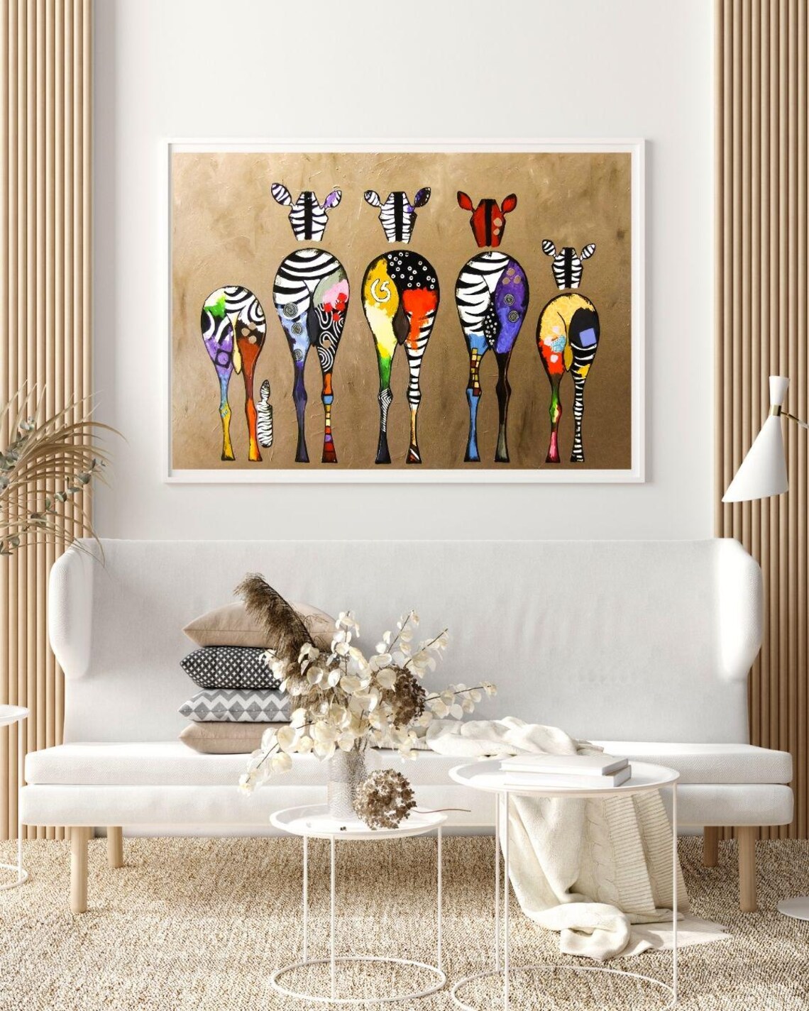 Colorful Zebra Butts Abstract Print Whimsical Striped Safari Animal Art Poster - Image 3