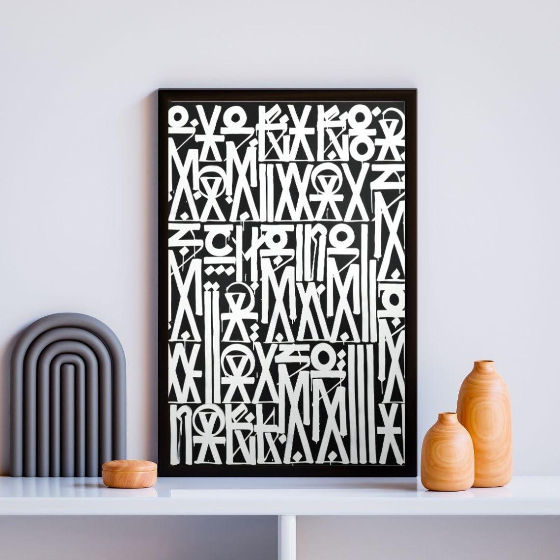 Black And White Abstract Art Bold Graffiti Style Print Modern Urban Wall Art Contemporary Lettering Decor Minimalist Statement Poster - Image 3