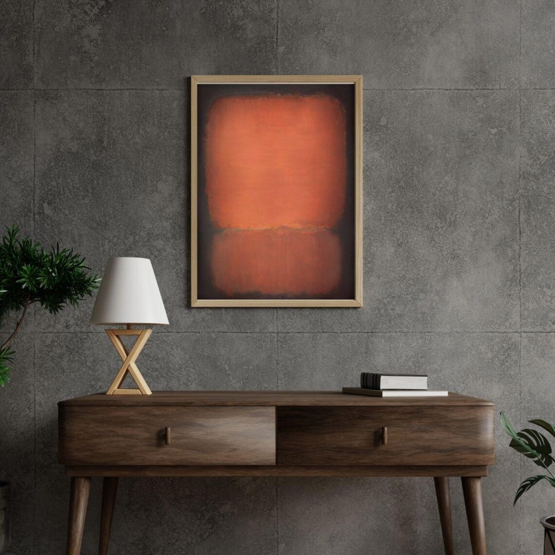 Warm Orange And Red Abstract Color Field Minimalist Art Poster - Image 3