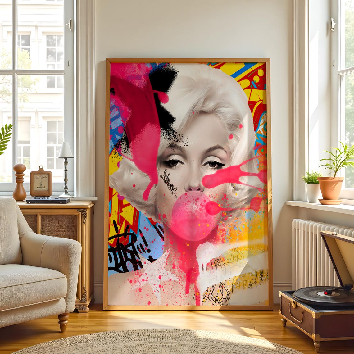 Pop Art Print Bold Graffiti Portrait Artwork Marilyn Inspired Modern Wall Art Vibrant Urban Home Decor - Image 3