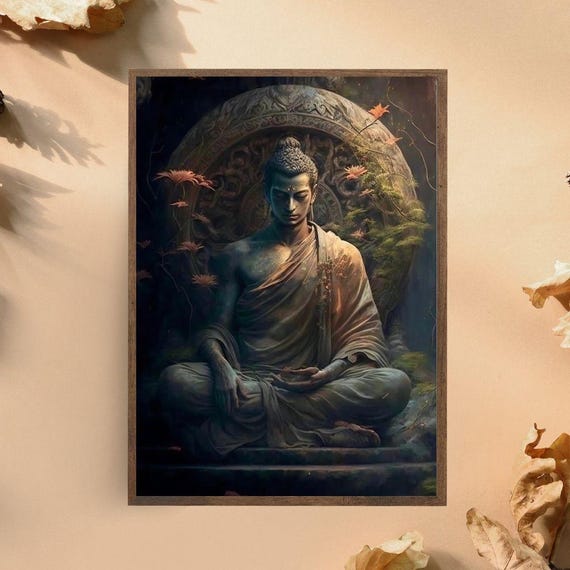 Tranquil Buddha Art Print Meditation Wall Art Zen Spiritual Decor Peaceful Buddha Sculpture Illustration Calming Buddhist