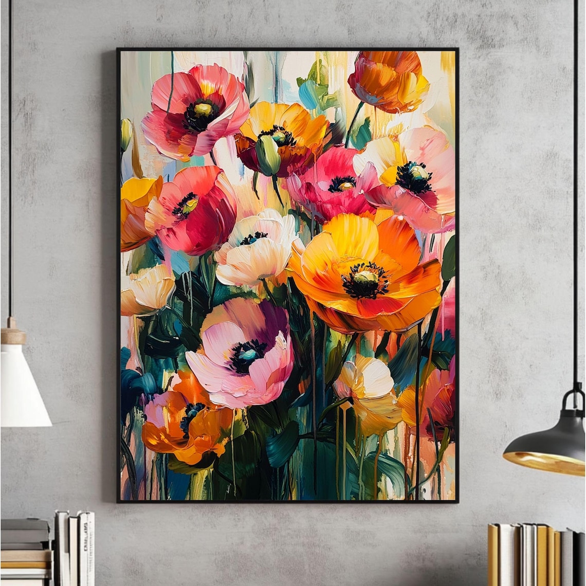 Abstract Floral Wall Art, Maximalist Flower Print