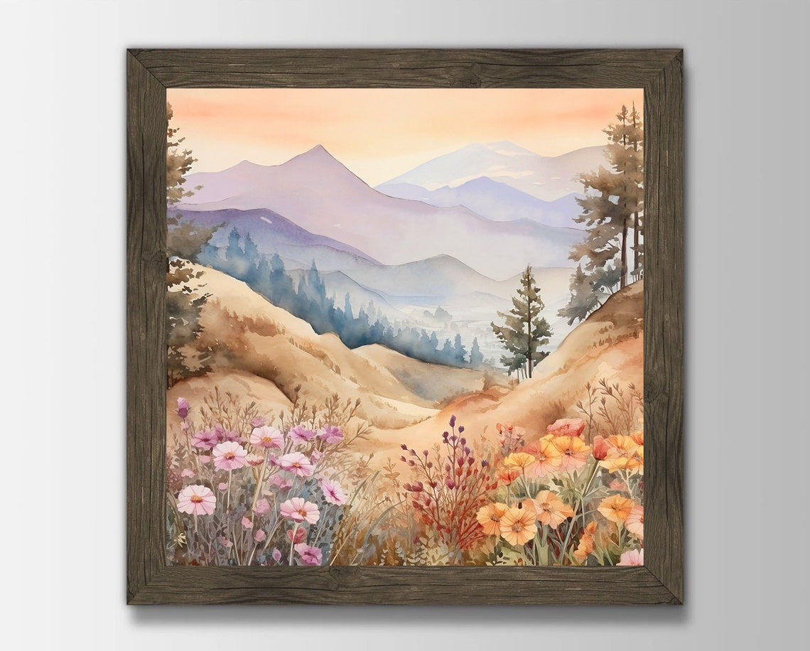 Mountain Landscape Watercolor Painting Art Print Home Decor Gift - Image 3