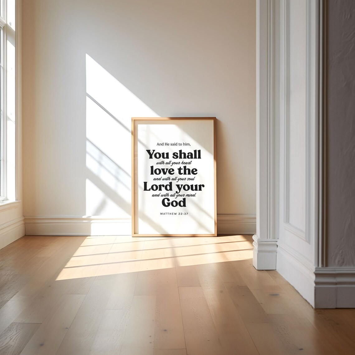 Matthew 22 37 You Shall Love The Lord Your God Bold Typography Verse Poster - Image 5