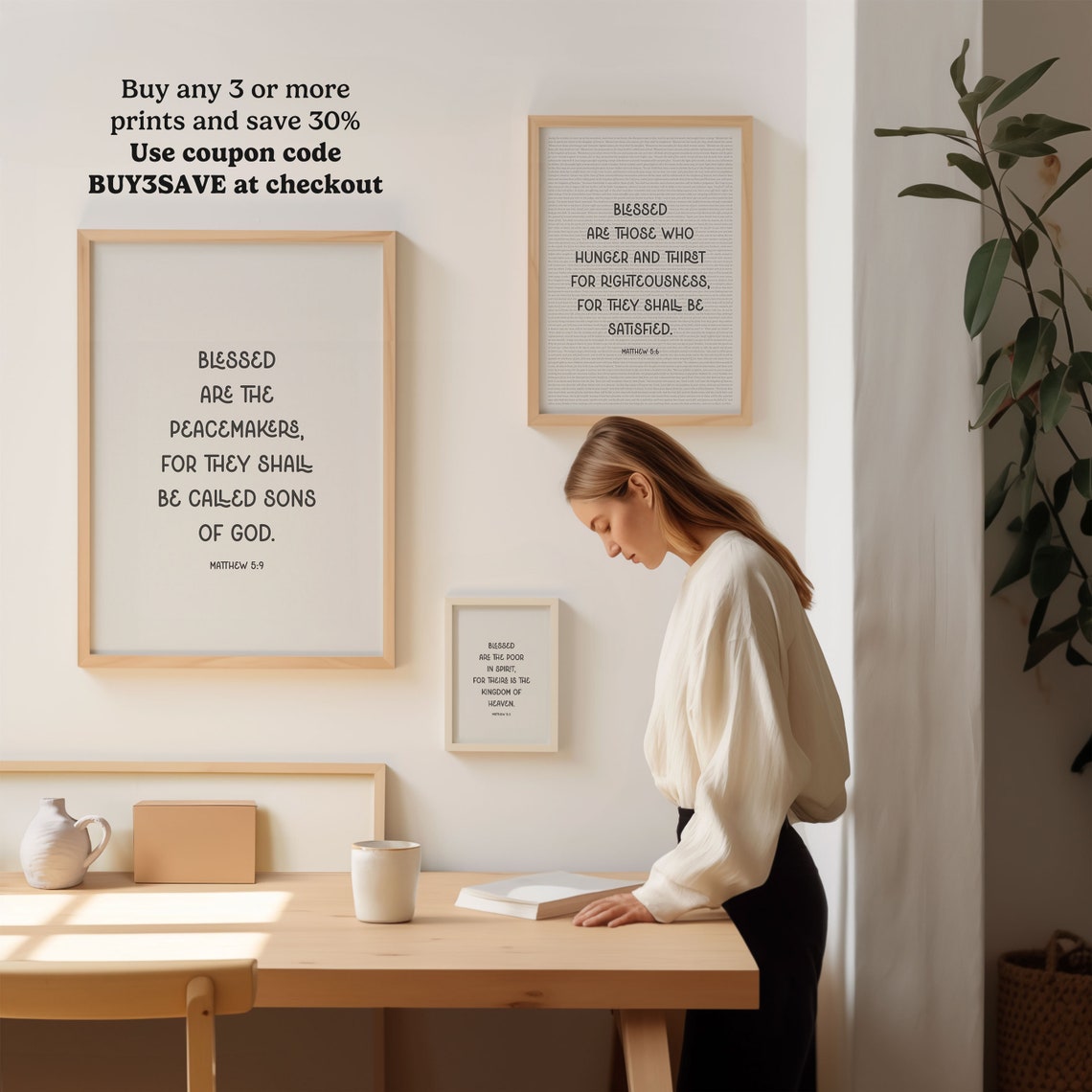 Matthew 5 9 Blessed Are The Peacemakers Beatitudes Scripture Poster - Image 4
