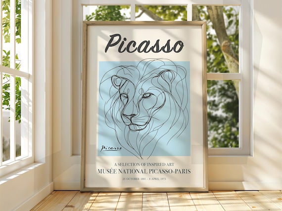 Pablo Picasso Lion Line Art Drawing Exhibition Gallery Poster
