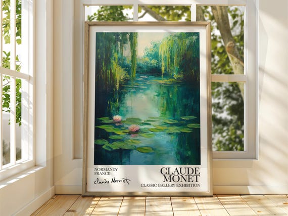 Claude Monet Poster Watercolour Art Print Vintage French Home Decor Famous Impressionism Gallery