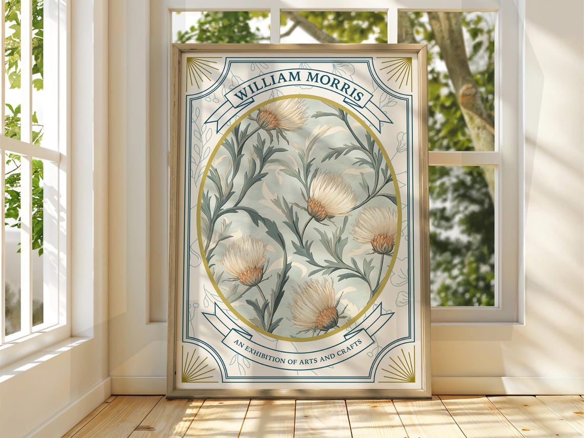 William Morris White Blossom Exhibition Arts Crafts Art Poster