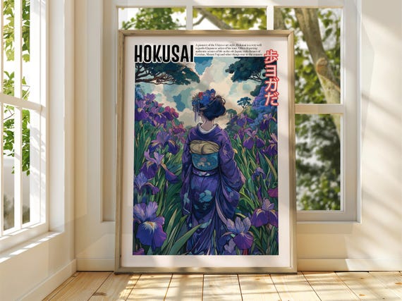 Vintage Japanese Art Ukiyoe Poster Katsushika Hokusai Print Japan Matsumoto Hoji Fuji